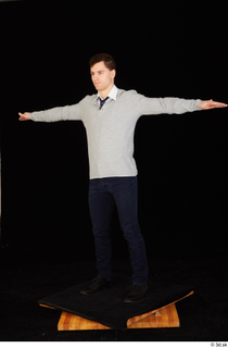  Tomas Salek black shoes blue trousers business clothing dressed grey sweater standing t-pose tie white t shirt whole body 0002.jpg